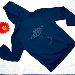 Russell Men's Blue Stingrays Stingray Print Fusion Knit Zip Scuba Neck Hoodie; L